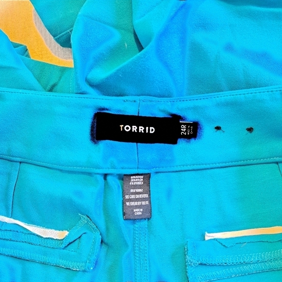 Torrid women's size Plus size 24R teal/blue pants cropped lots of stretch - Picture 2 of 10